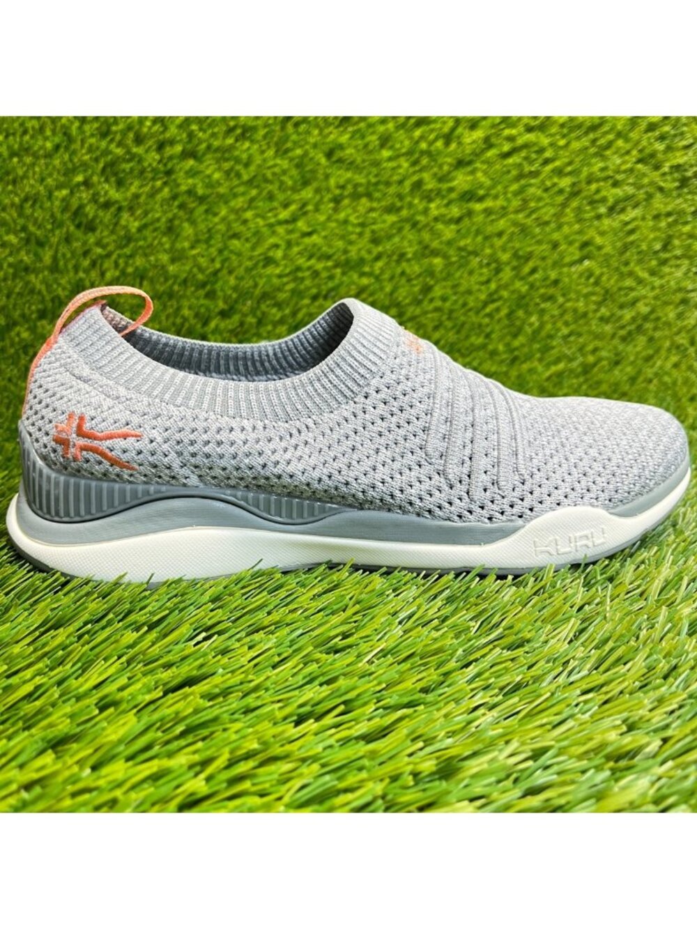 Kuru Stride Womens Size 6 Gray‎ White Peach Athletic Slip On Shoes Sneakers